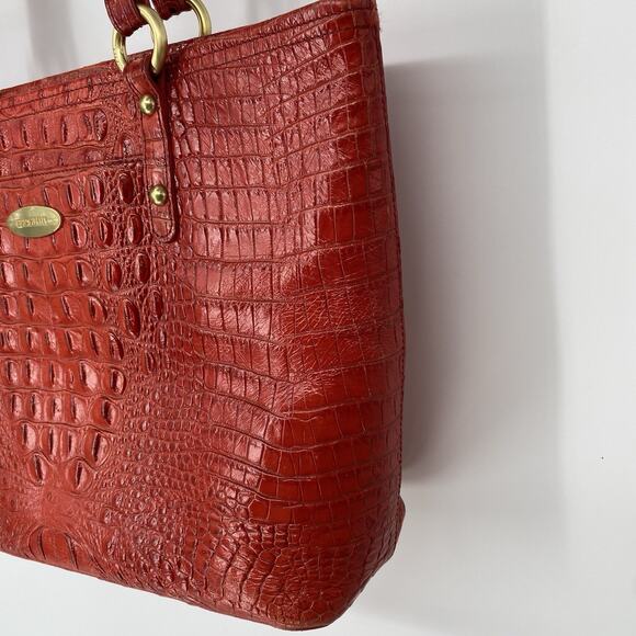 Brahmin Red Croc Embossed Shoulder Bag Purse - Picture 6 of 15